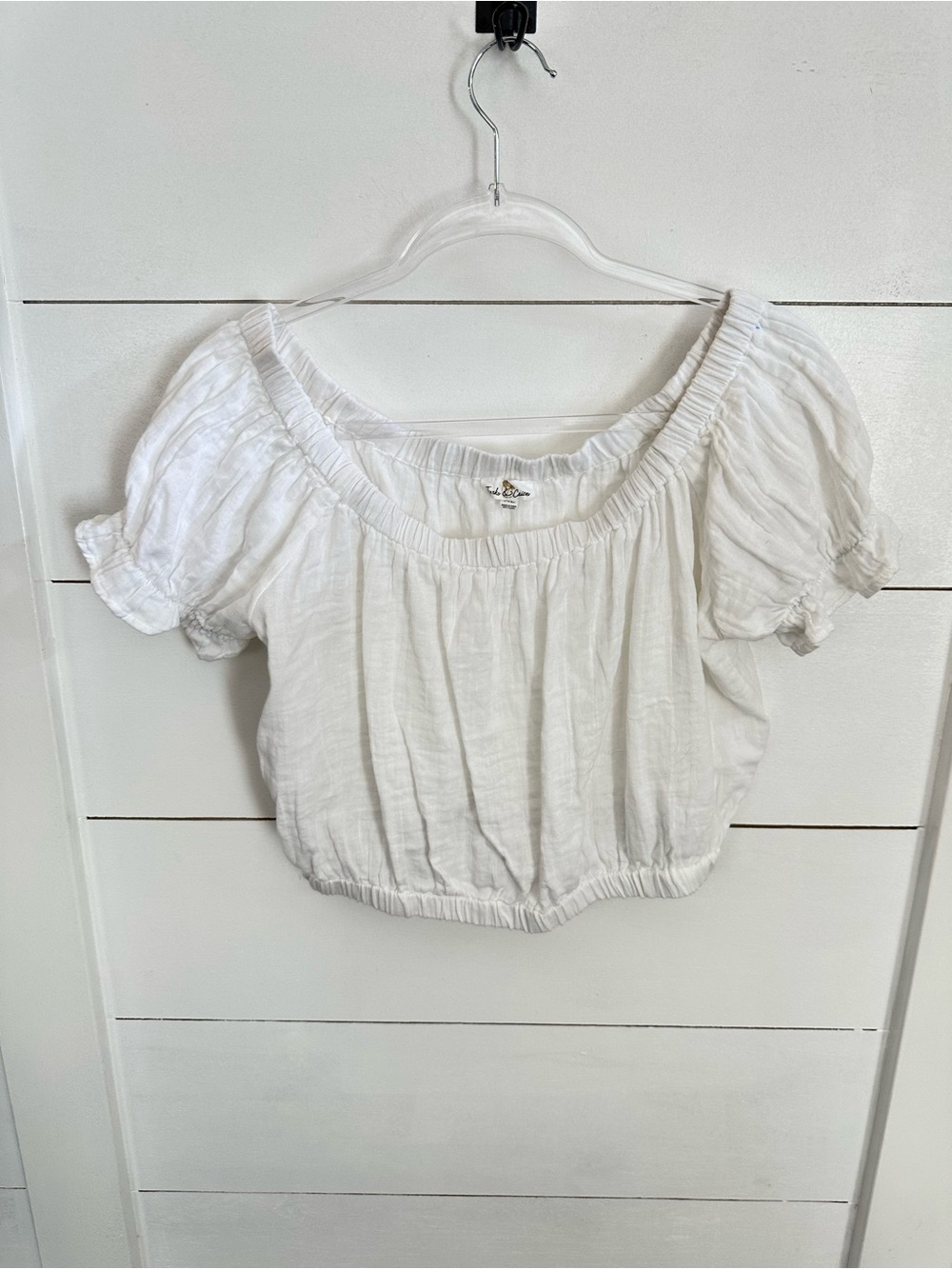 Turks & Caicos XL white crinkle gauze peasant 100% cotton coastal Lagonlook top